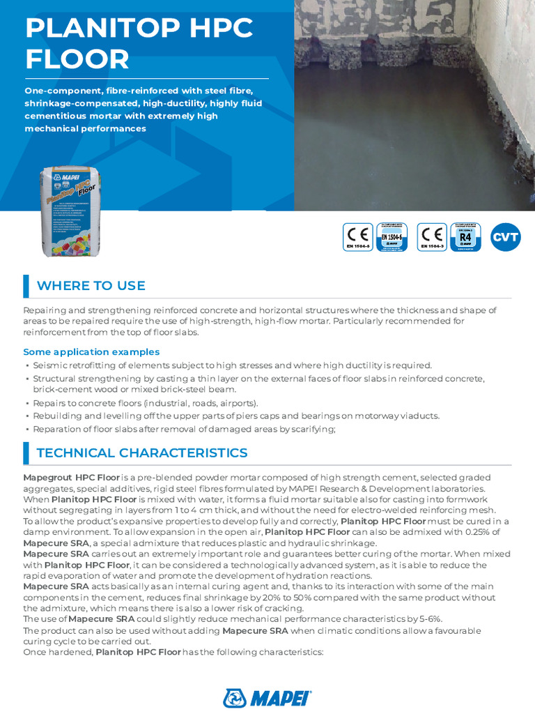 Planitop HPC Floor Application Guide | PDF | Concrete | Building Materials