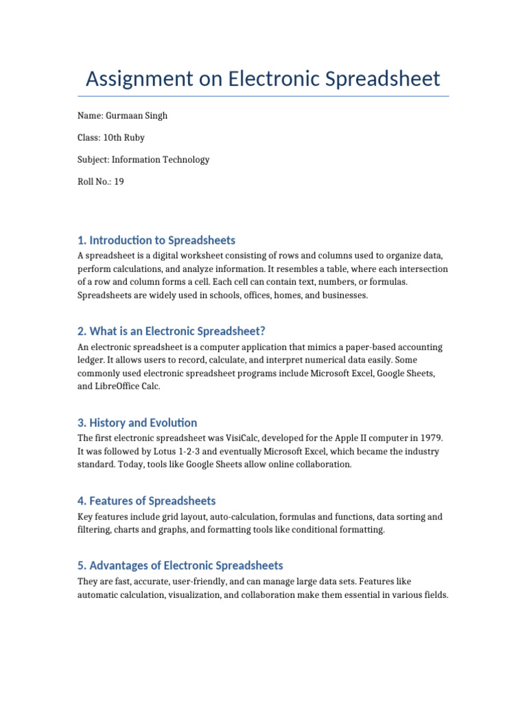 Overview of Electronic Spreadsheets | PDF | Spreadsheet | Microsoft Excel