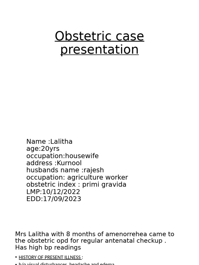 Obstetric Case Presentation: Lalitha's Case | PDF | Pregnancy | Human ...