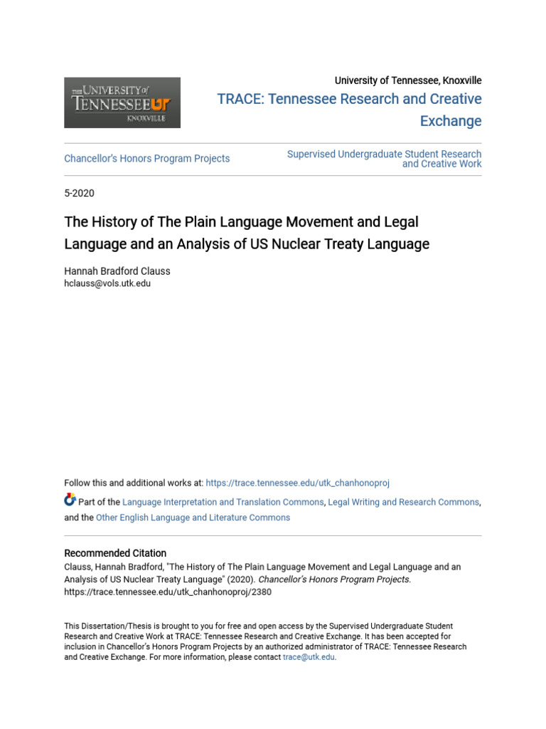The History of The Plain Language Movement and Legal Language and | PDF ...
