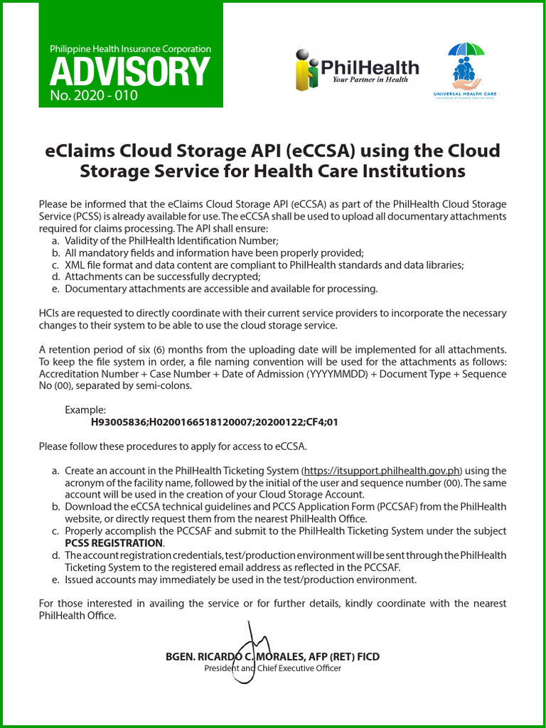 PhilHealth eClaims Cloud Storage API | PDF | Cloud Computing | Data ...