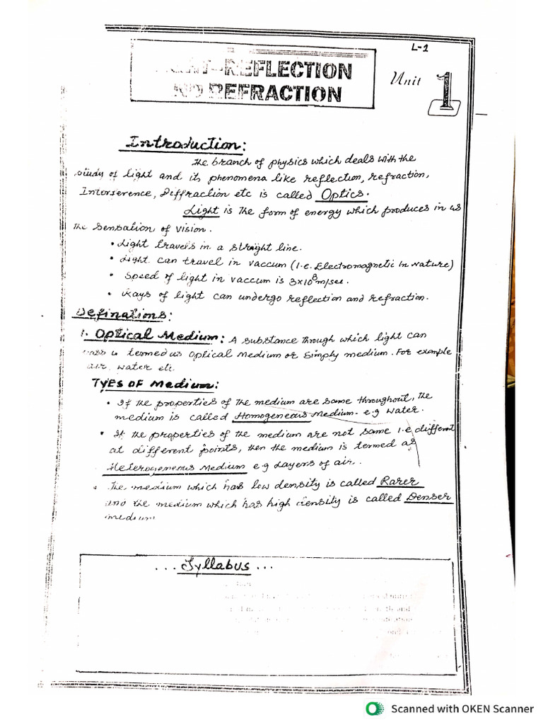 Light - Reflection and Refraction | PDF