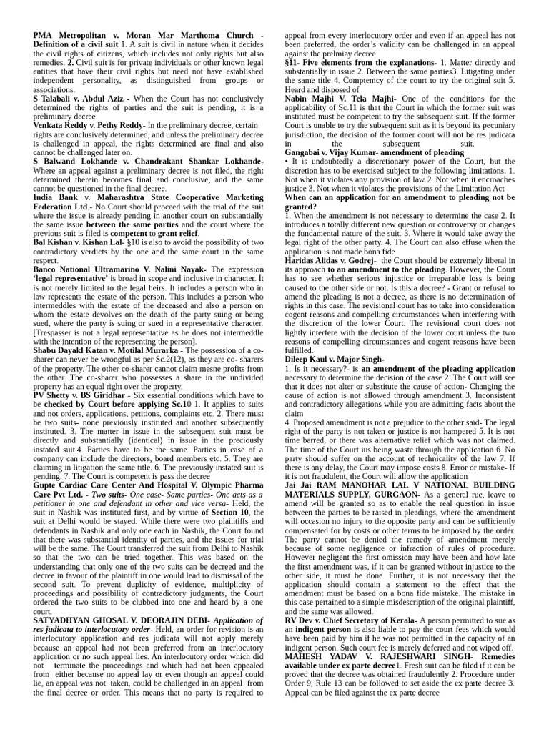 Civil Procedure Cheat Sheet Overview | PDF | Lawsuit | Common Law