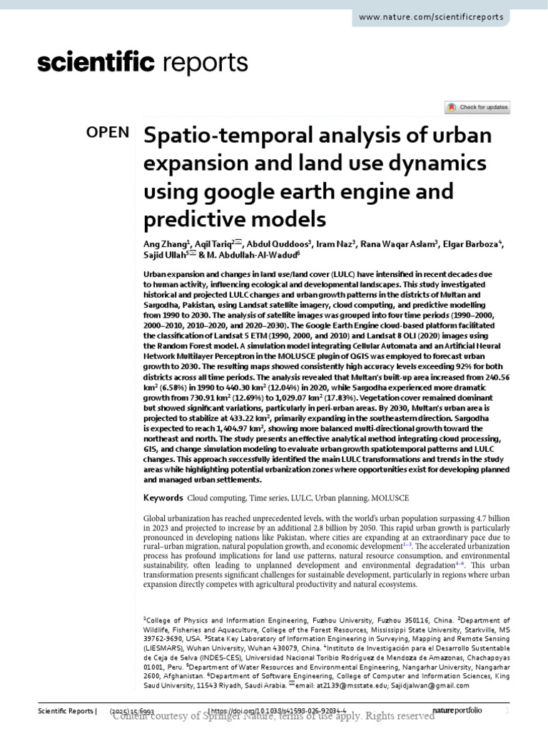 Spatio-Temporal Analysis of Urban Expansion and La | PDF | Machine ...