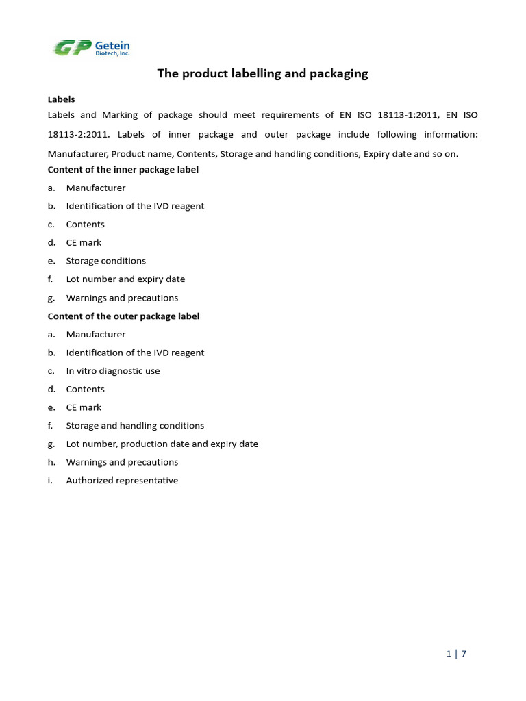 1-2 Product Labelling and Packaging CK | PDF
