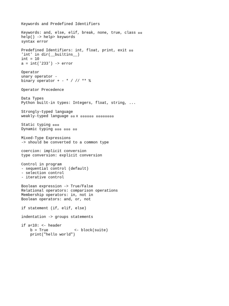 Python Keywords and Control Structures | PDF