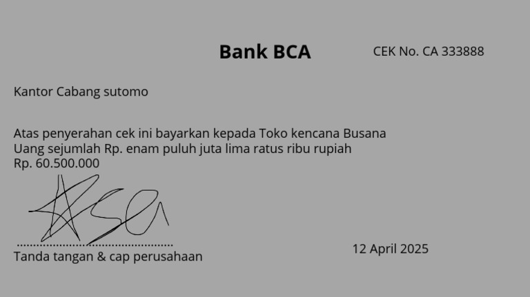 Cek Bank BCA Toko Kencana Busana | PDF