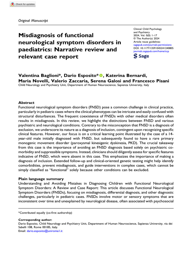 Misdiagnosis of Pediatric FNSD Cases | PDF | Mental Disorder | Medical ...
