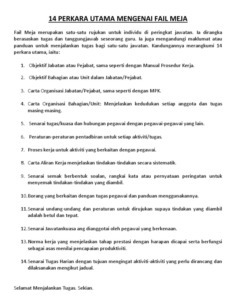 14 Perkara Utama Mengenai Fail Meja Pdf