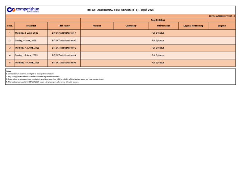 Bitsat Additional Test Series 2025 Pdf