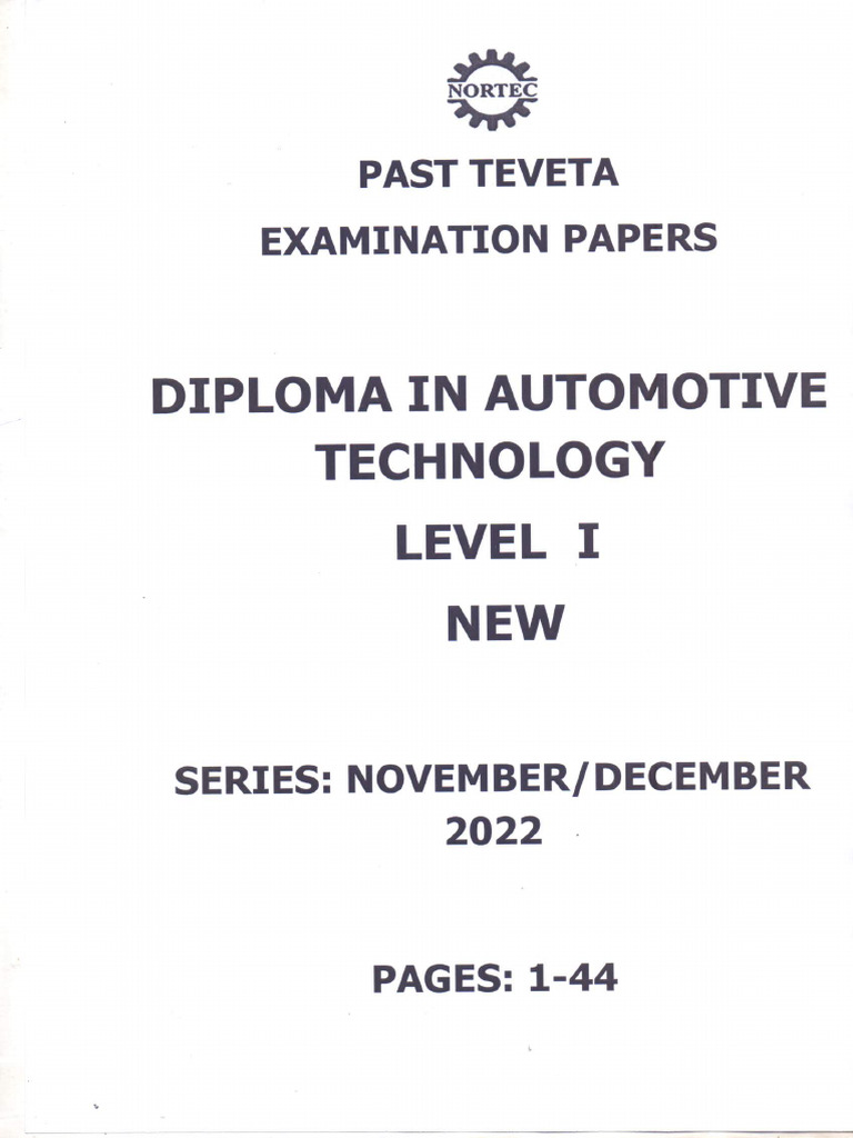 Diploma in Automotive Technology Level I (New) November December 2022 | PDF