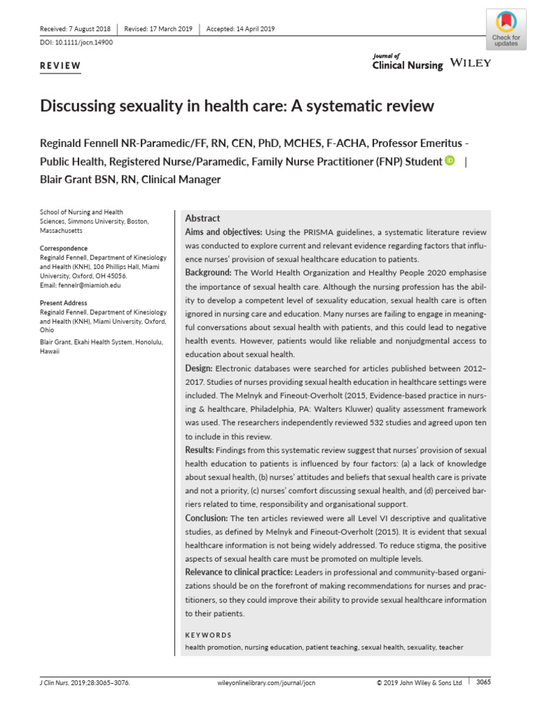 Systematic Review of Sexual Health Education in Nursing | PDF ...