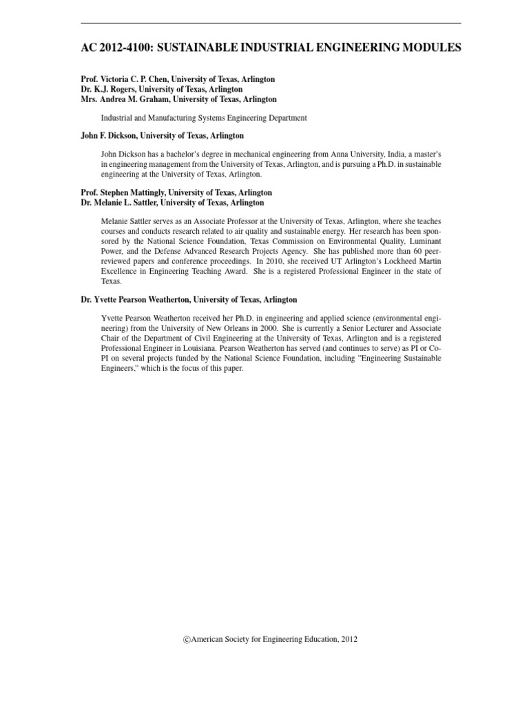 Sustainable Engineering Education Modules | PDF | Sustainability | Life ...