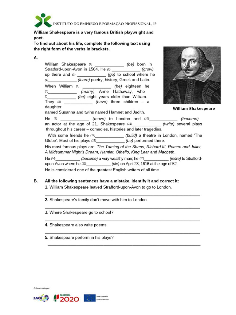 William Shakespeare Past Simple | PDF