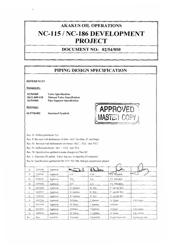 Pipe Design Specification - 02!54!050 | PDF