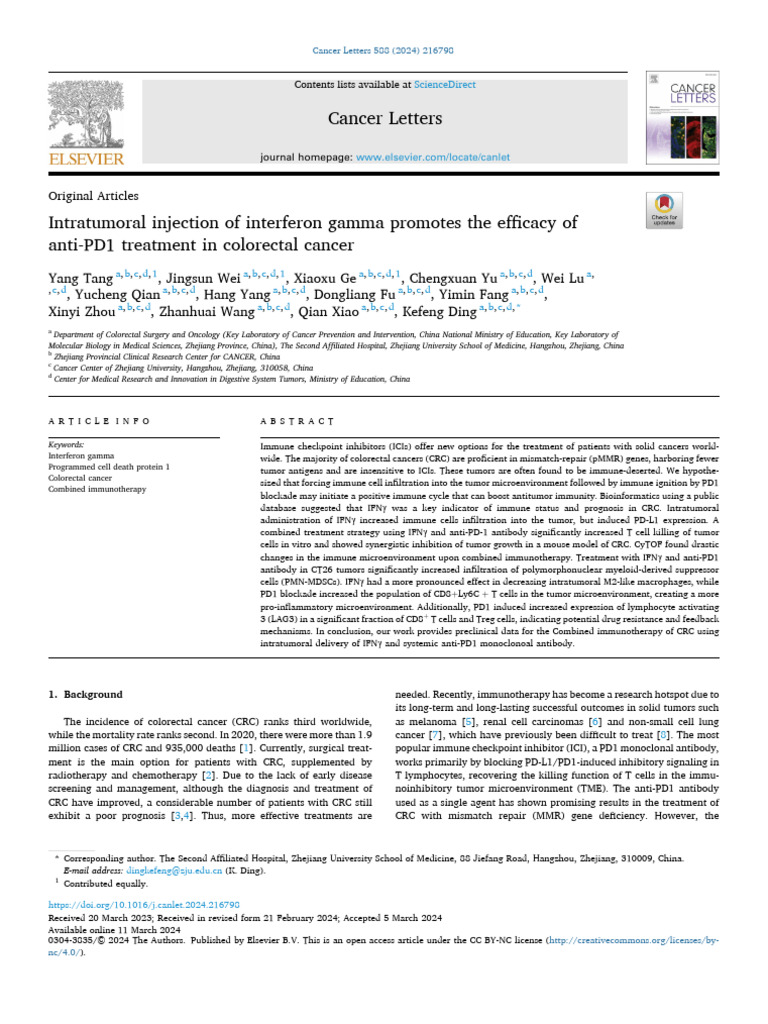 2024-Intratumoral Injection of Interferon Gamma Promotes The Efficacy ...