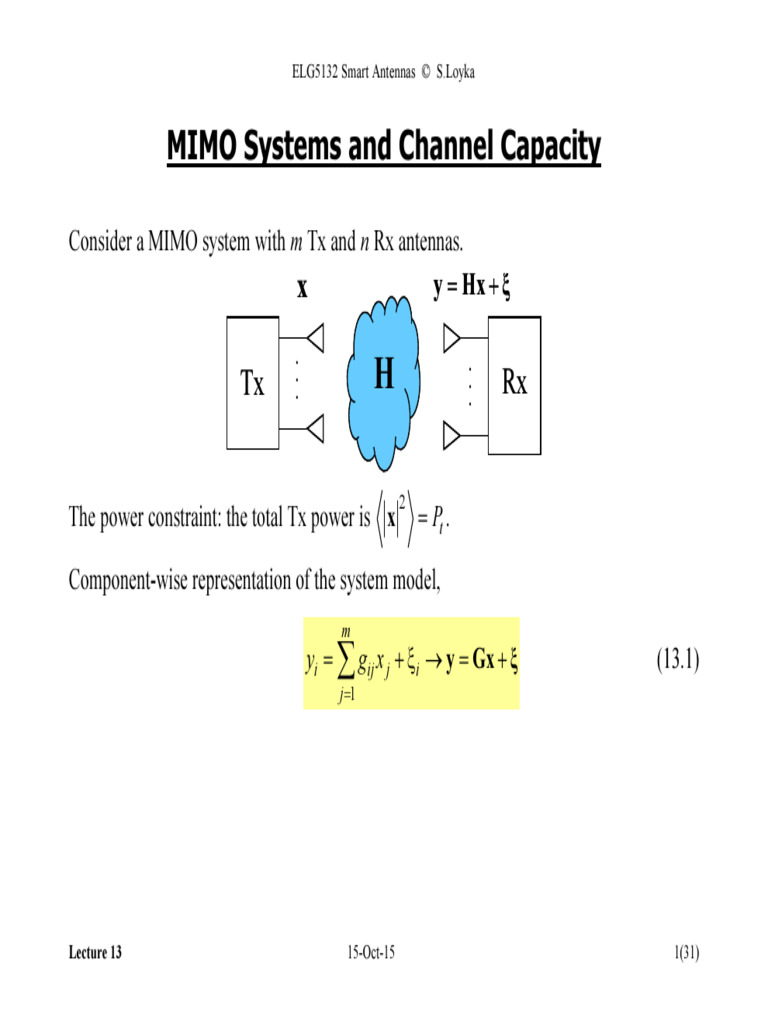 MIMO Systems and Channel Capacity Analysis | PDF | Mimo | Applied ...