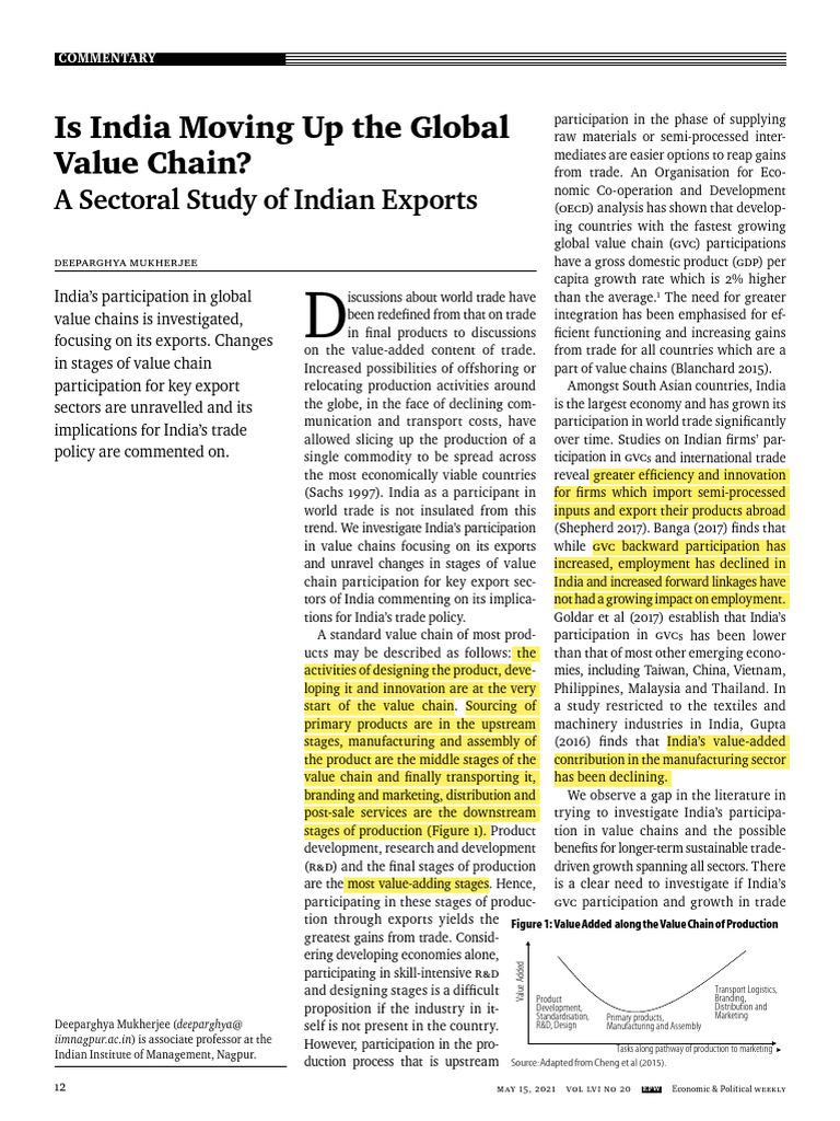India's Global Value Chain Participation | PDF | Value Chain | Gross ...