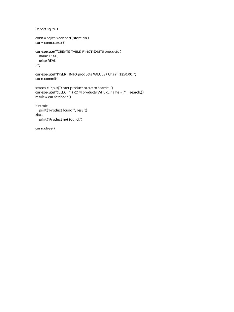 SQLite3 Product Database Example | PDF
