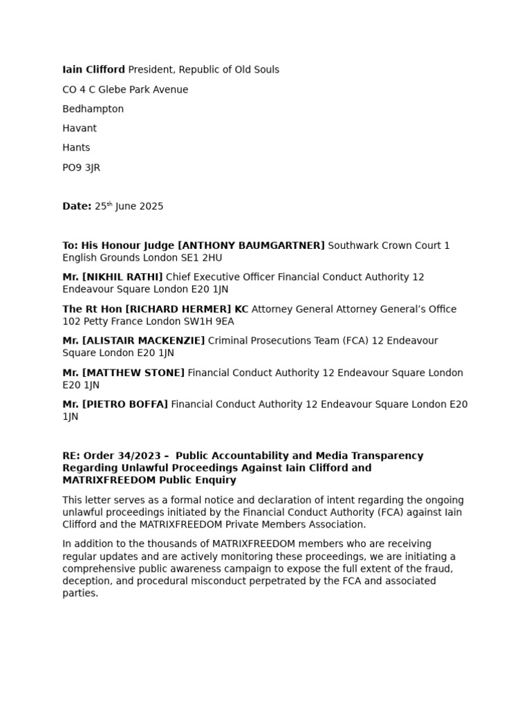 MatrixFreedom Public Inquiry Notice | PDF | Government | Justice