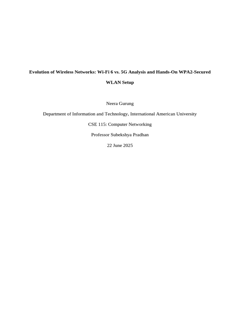Wi-Fi 6 vs. 5G: Network Setup Guide | PDF | Ip Address | Wi Fi