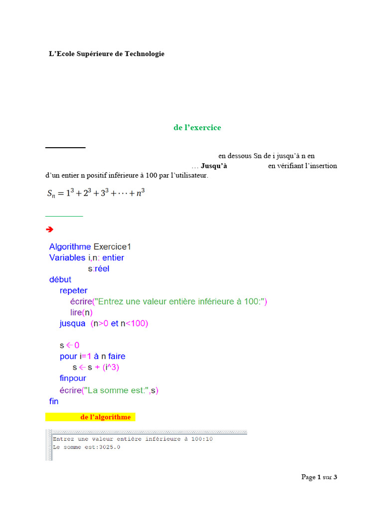 Algorithmes de Boucles en Algorithmique | PDF
