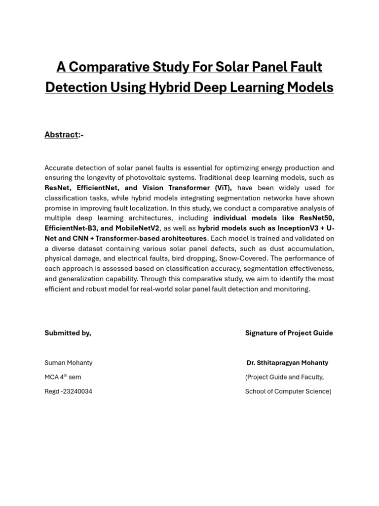 A Comparative Study For Solar Panel Fault Detection Using Hybrid Deep ...