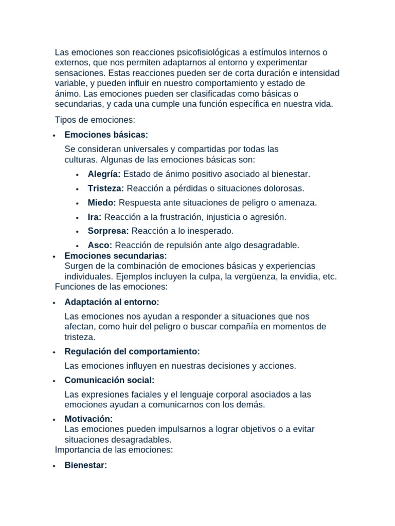 Tipos y funciones de las emociones humanas | PDF