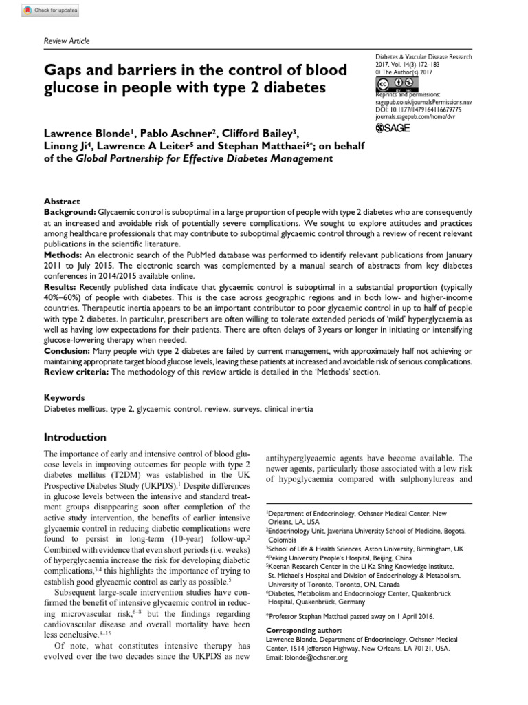 Barriers to Glycaemic Control in T2DM | PDF | Diabetes Management ...