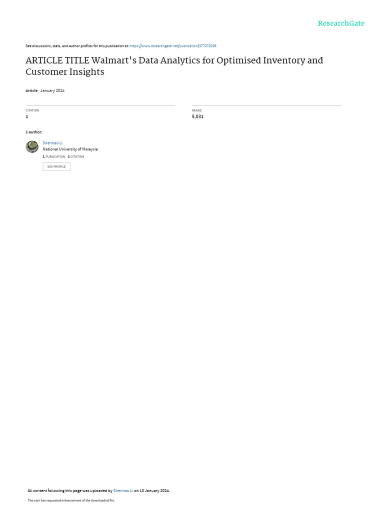Walmart's Data Analytics for Inventory Optimization | PDF | Analytics ...