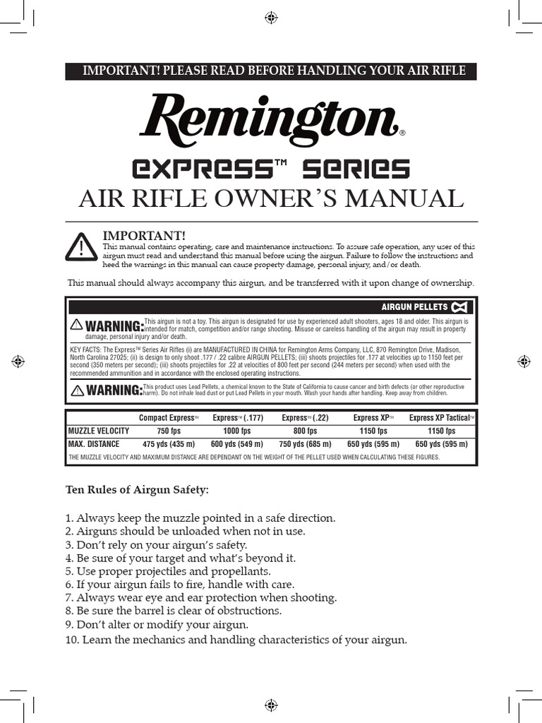 Air Rifle Safety & Operation Manual | PDF | Telescopic Sight | Gun Barrel
