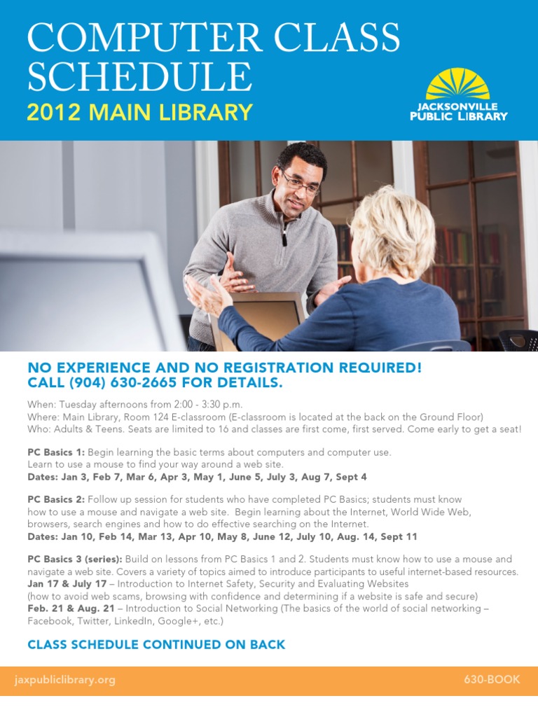 Free Computer Classes at Main Library | PDF | Websites | Internet