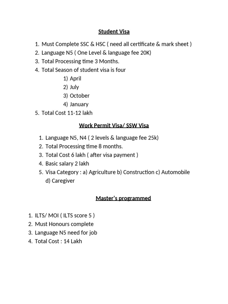 Japan Student Visa Requirements Guide | PDF