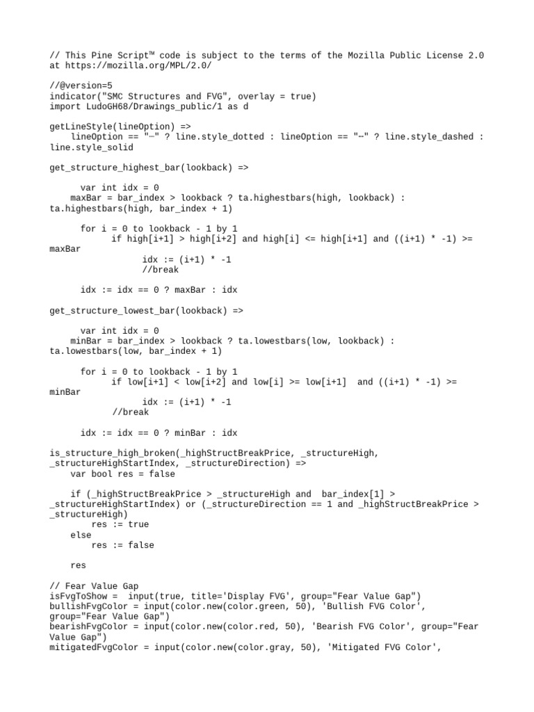 SMC Structures & FVG Indicator Script | PDF | Computer Programming ...
