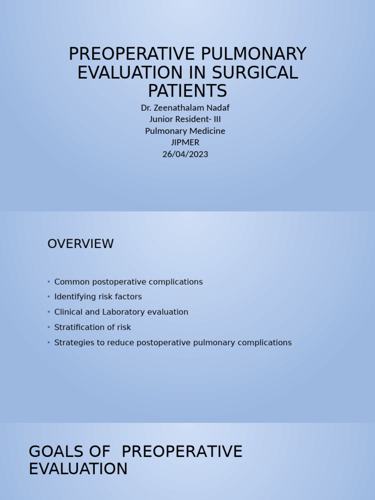 Pulmonary Risk Assessment-1 | PDF | Respiratory Diseases | Lung