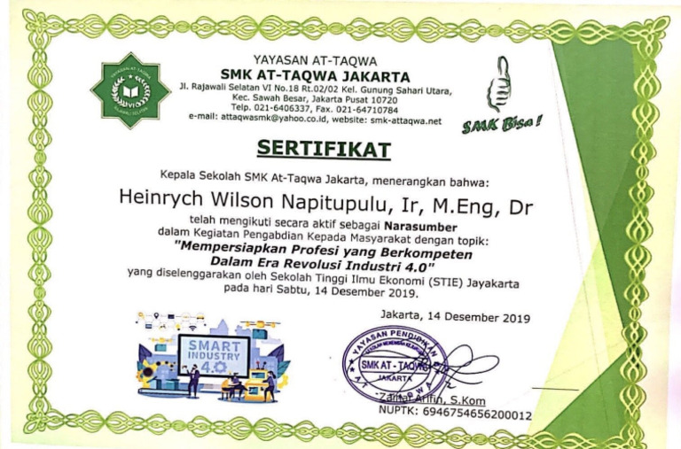 Sertifikat Abdimas Heinrych | PDF