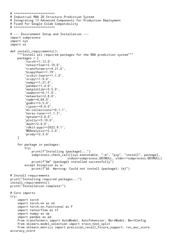 RNA 2D Structure Prediction System | PDF