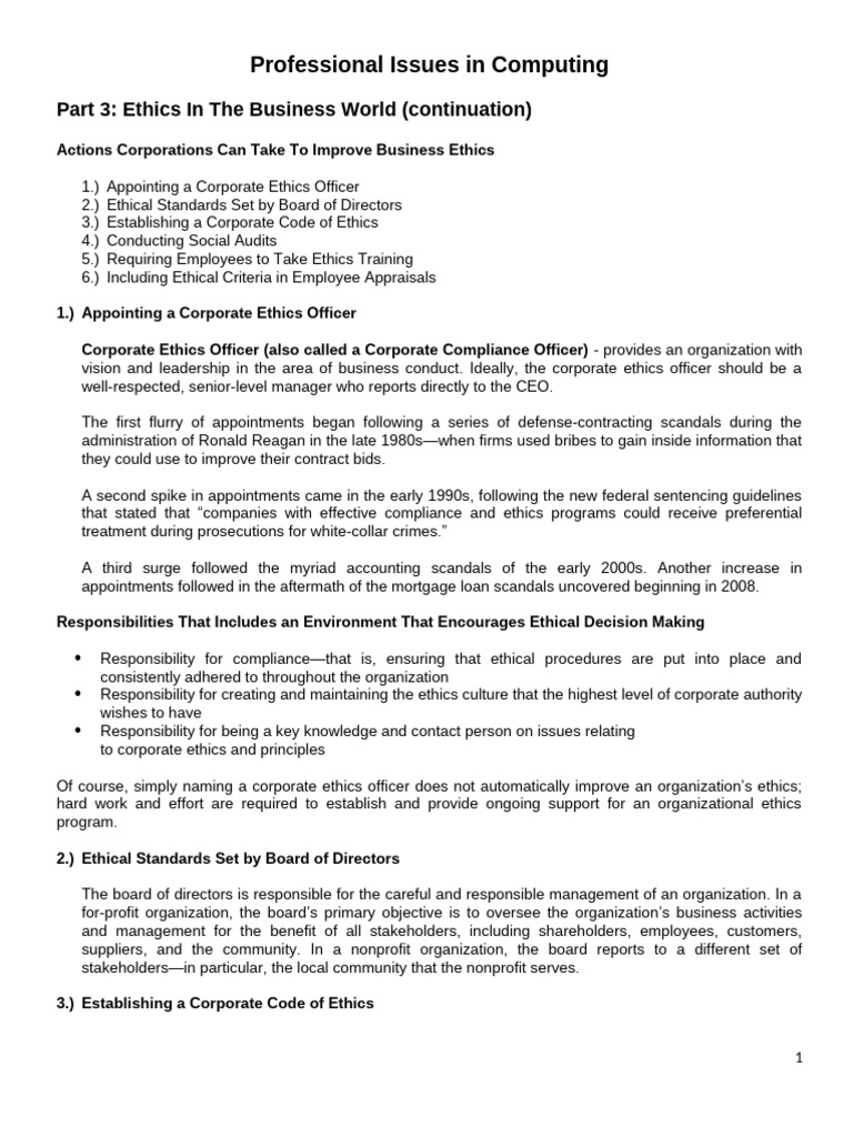 Enhancing Business Ethics Practices | PDF | Performance Appraisal | Policy