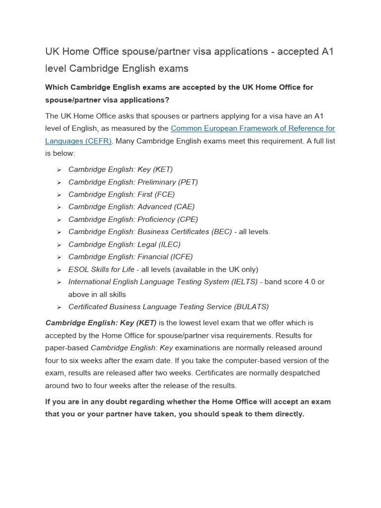 UK Spouse Visa English Test Guide | PDF