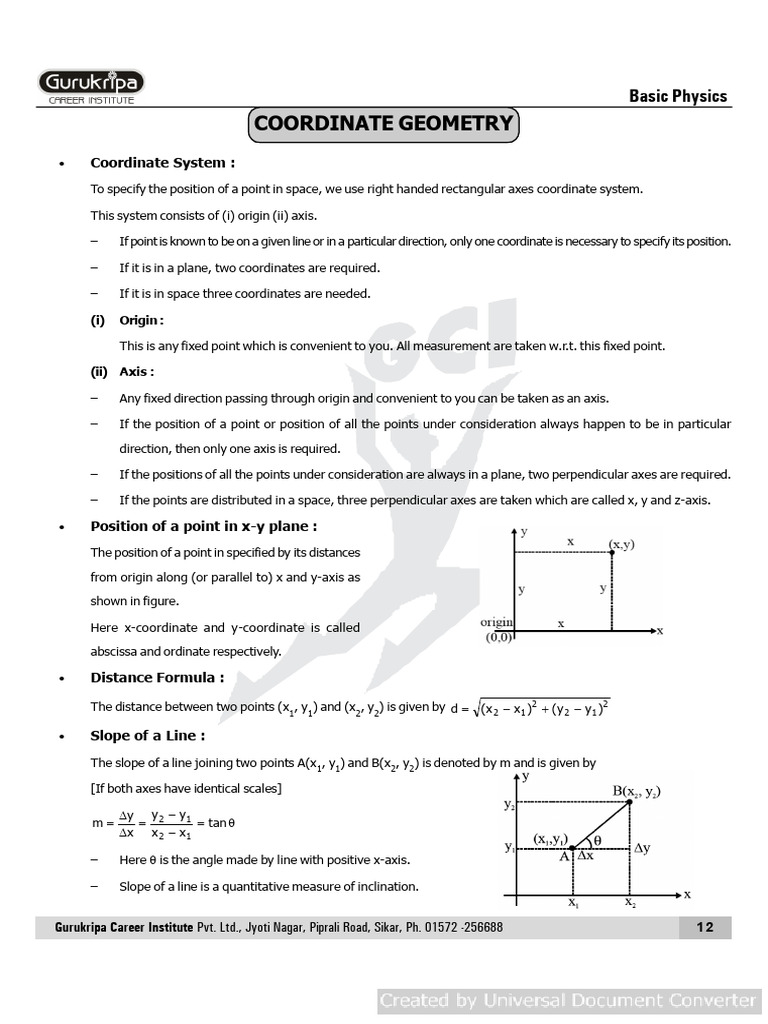 Coordinate Geometry Basics Explained | PDF | Cartesian Coordinate ...