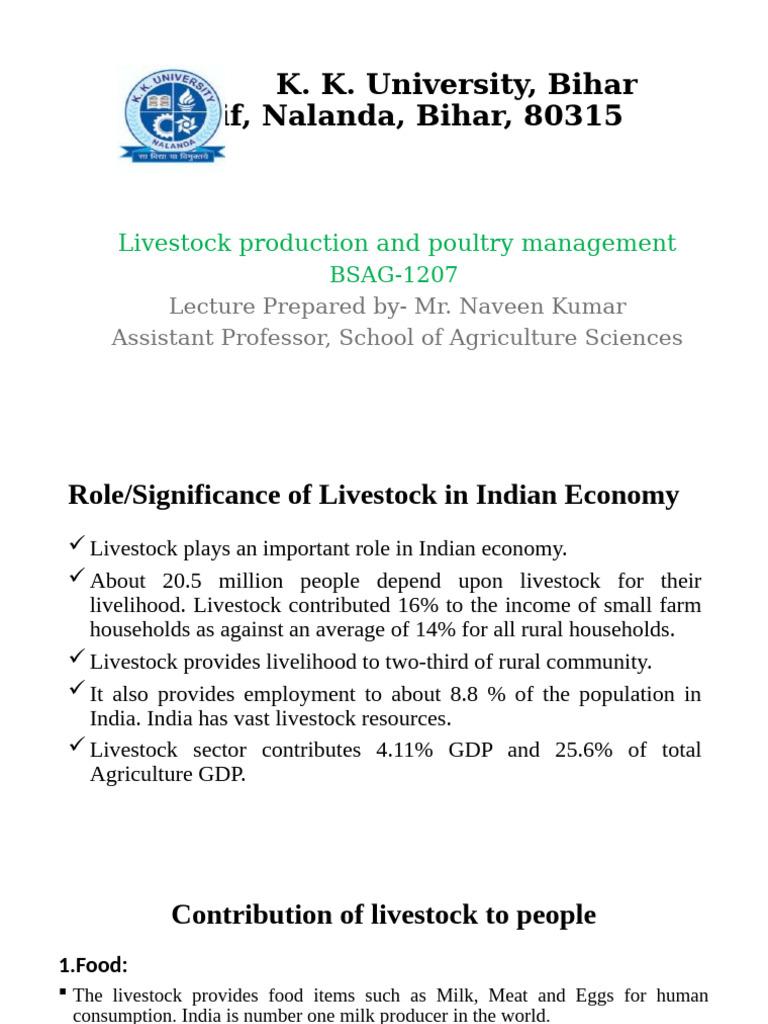 Role of Livestock in India's Economy | PDF | Manure | Livestock