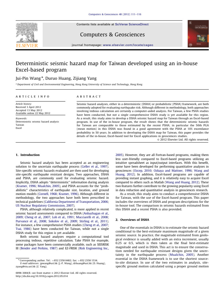 Seismic Hazard Map for Taiwan Using Excel | PDF | Microsoft Excel ...