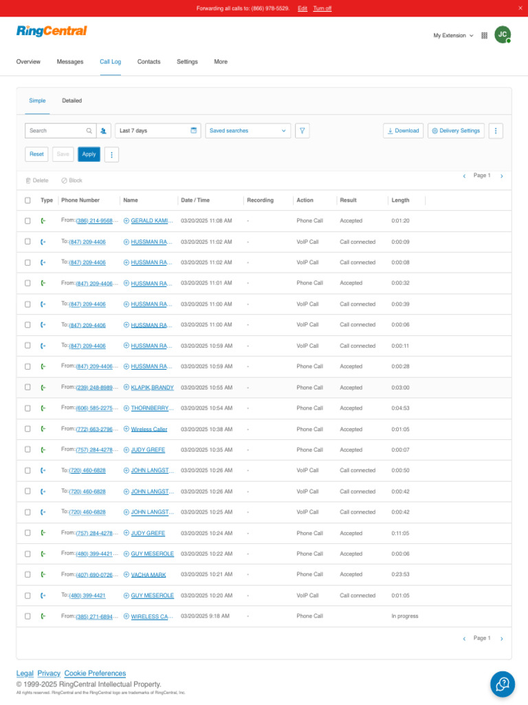 RingCentral Call Log Overview | PDF | Telecommunications | Telephony