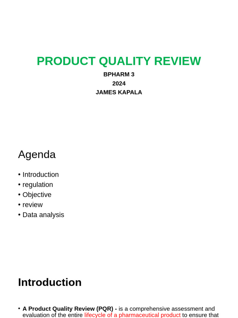 Annual Product Quality Review Guidelines | PDF | Quality | Evaluation