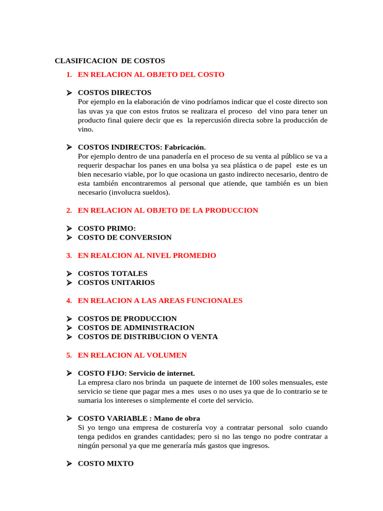 Clasificacion de Costos | PDF | Salario mínimo | Economias