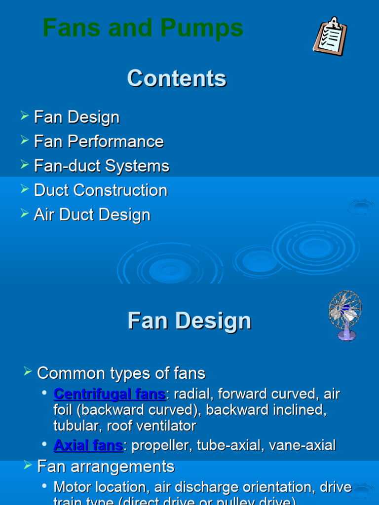 Fan Design and Performance Guide | PDF | Duct (Flow) | Fluid Dynamics
