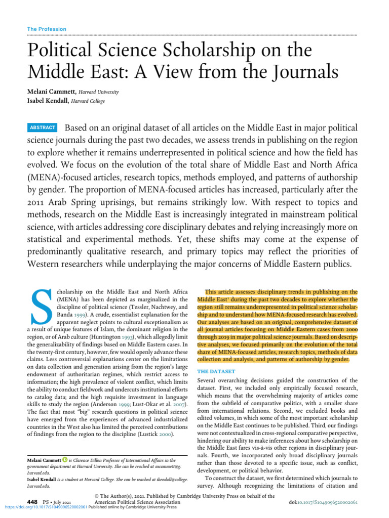 MENA Political Science Trends Analysis | PDF | Science | Qualitative ...