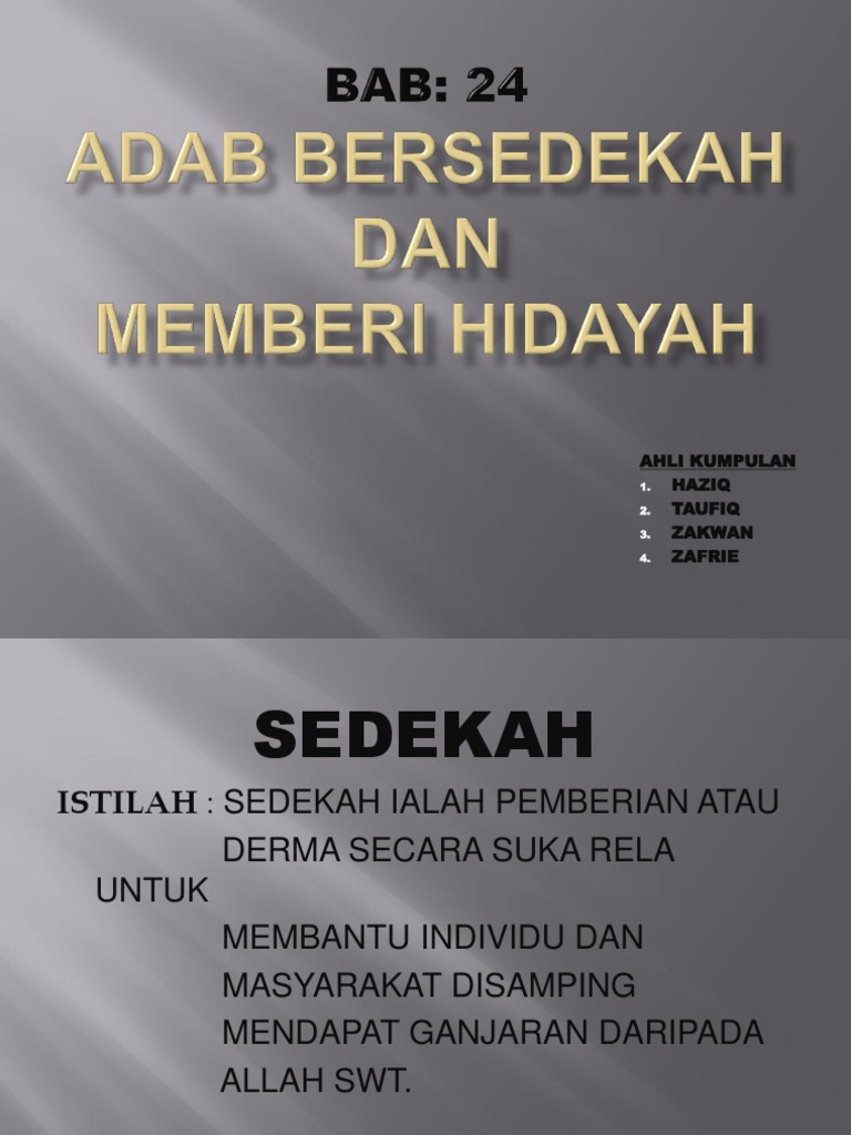 Adab Bersedekah Dan Memberi Hadiah Pdf