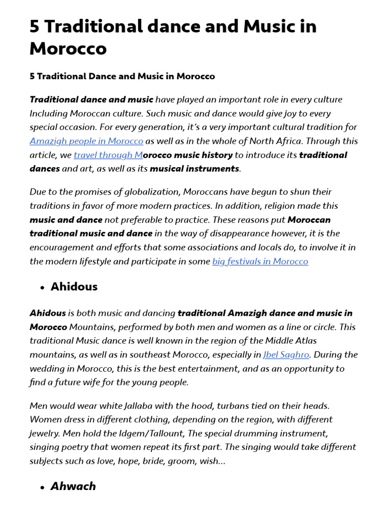 5 Traditional Dance and Music in Morocco - Adrar Travel | PDF | Morocco ...