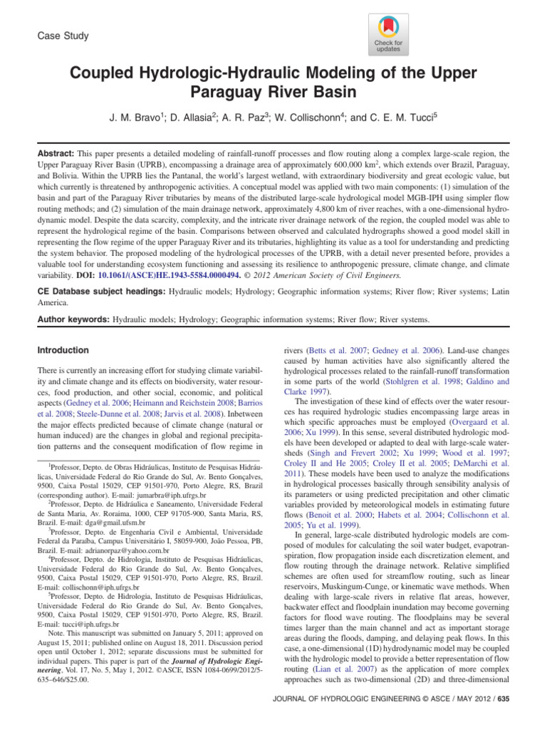 Collischonn Et Al 2011 Coupled Hydrologic Hydraulic Modeling of The ...